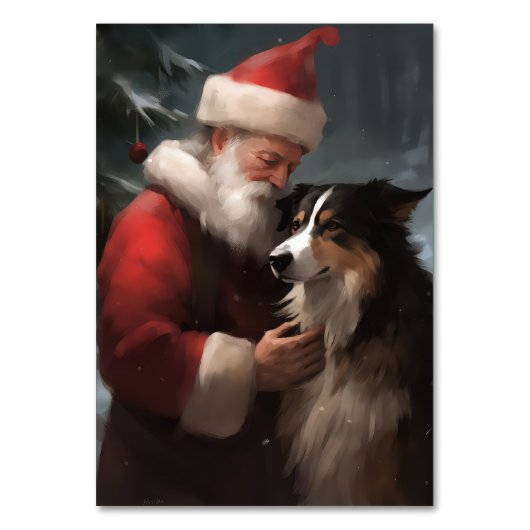 Grens Collie Met Sinterklaas Feestelijke Kerstmis Kaart (Achterkant)