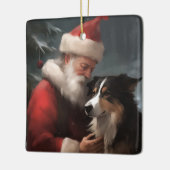 Grens Collie Met Sinterklaas Feestelijke Kerstmis Keramisch Ornament (Links)