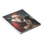 Grens Collie Met Sinterklaas Feestelijke Kerstmis Notitieblok (Schuin)