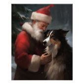 Grens Collie Met Sinterklaas Feestelijke Kerstmis Perfect Poster (Voorkant)