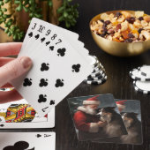 Grens Collie Met Sinterklaas Feestelijke Kerstmis Pokerkaarten (Insitu)