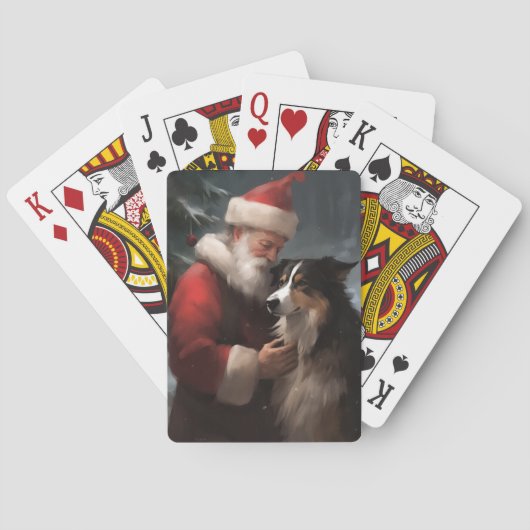 Grens Collie Met Sinterklaas Feestelijke Kerstmis Pokerkaarten (Achterkant)