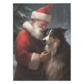 Grens Collie Met Sinterklaas Feestelijke Kerstmis Tafelkleed (Voorkant)