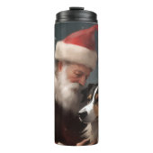 Grens Collie Met Sinterklaas Feestelijke Kerstmis Thermosbeker (Voorkant)