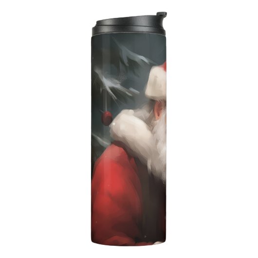 Grens Collie Met Sinterklaas Feestelijke Kerstmis Thermosbeker (Gedraaid links)