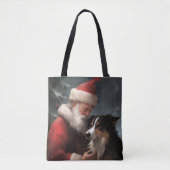 Grens Collie Met Sinterklaas Feestelijke Kerstmis Tote Bag (Voorkant)