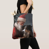 Grens Collie Met Sinterklaas Feestelijke Kerstmis Tote Bag (Dichtbij)