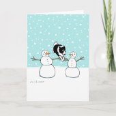 Grens Collie met Snowmen | Agility Dog Kerstmis Feestdagen Kaart (Voorkant)