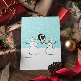 Grens Collie met Snowmen | Agility Dog Kerstmis Feestdagen Kaart
