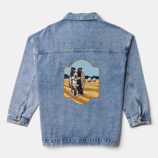 Grens Collie op Boerderij Denim Jacket (Achterkant)