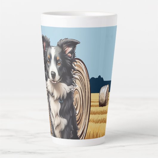 Grens Collie op Boerderij Latte Mok (Voorkant)