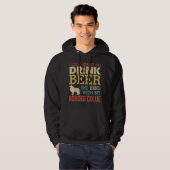 Grens Collie pa Drink Beer hangen met hond Funny M Hoodie (Voorkant volledig)