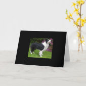 Grens Collie Pet Dog Animal Cute Destiny Gift Kaart (Gele Bloem)