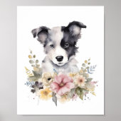 Grens Collie Puppy Pet Waterverf Vloer Poster (Voorkant)