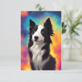 grens collie rainbow bg bedankkaart (Staand voorkant)