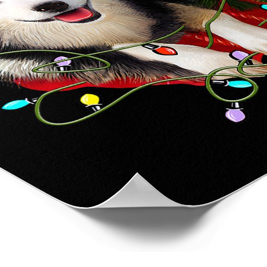 Grens Collie Reindekerstman met kerstlichten Chris Poster (Hoek)