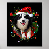 Grens Collie Reindekerstman met kerstlichten Chris Poster (Voorkant)