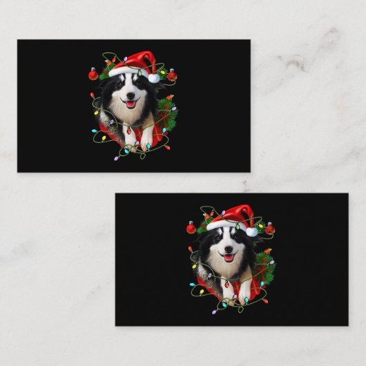 Grens Collie Reindekerstman met kerstlichten Chris Visitekaartje (Voorkant / Achterkant)