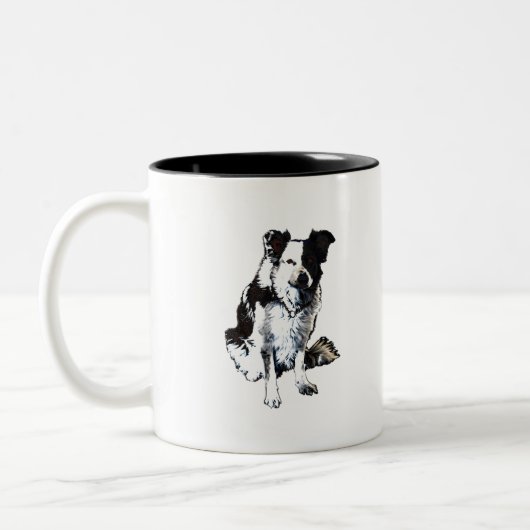 Grens collie-sheepdog tweekleurige koffiemok (Links)