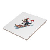 Grens Collie Snowboarder Tegeltje (Zijkant)