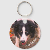 Grens Collie Stare Dog Persoonlijk Sleutelhanger (Achterkant)