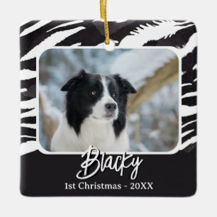 Grens Collie Vachtpatroon Foto 1e Kerstmis Keramisch Ornament