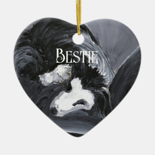 Grens Collie Vastleggen Schilderij Gepersonaliseer Keramisch Ornament (Voorkant)