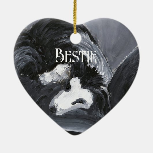 Grens Collie Vastleggen Schilderij Gepersonaliseer Keramisch Ornament (Achterkant)