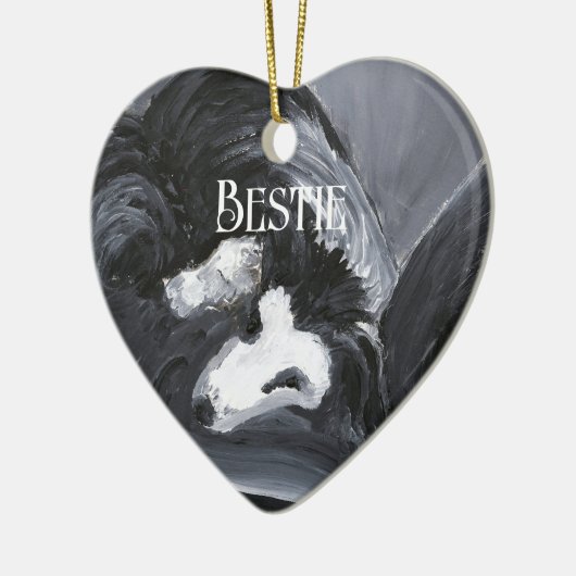 Grens Collie Vastleggen Schilderij Gepersonaliseer Keramisch Ornament (Links)