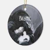 Grens Collie Vastleggen Schilderij Gepersonaliseer Keramisch Ornament (Links)