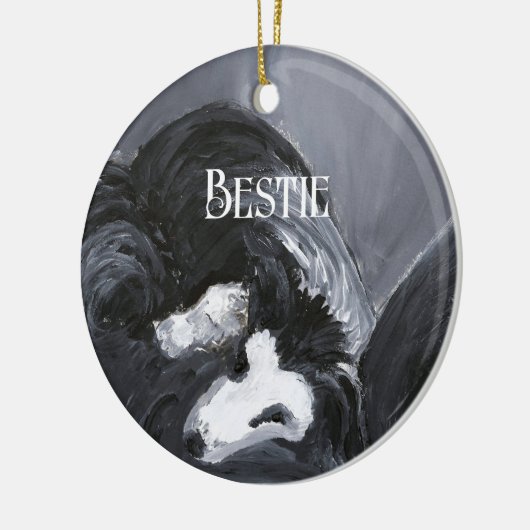 Grens Collie Vastleggen Schilderij Gepersonaliseer Keramisch Ornament (Links)
