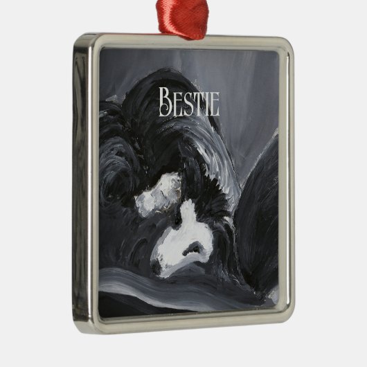 Grens Collie Vastleggen Schilderij Gepersonaliseer Metalen Ornament (Rechts)