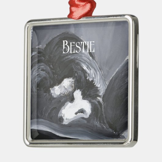 Grens Collie Vastleggen Schilderij Gepersonaliseer Metalen Ornament (Links)