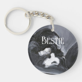 Grens Collie Vastleggen Schilderij Gepersonaliseer Sleutelhanger