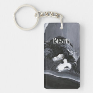 Grens Collie Vastleggen Schilderij Gepersonaliseer Sleutelhanger