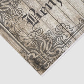   Grens Donkere Hout Gepersonaliseerde Naam Tissuepapier (Detail)