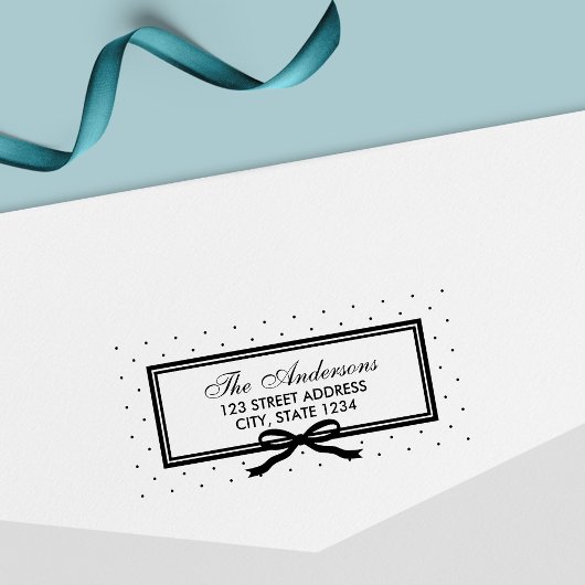 Grens en Lint Polka Dot Familieadres Zelfinktende Stempel