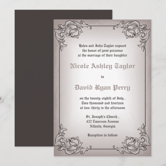  grens - huwelijksuitnodiging kaart (Voorkant / Achterkant)