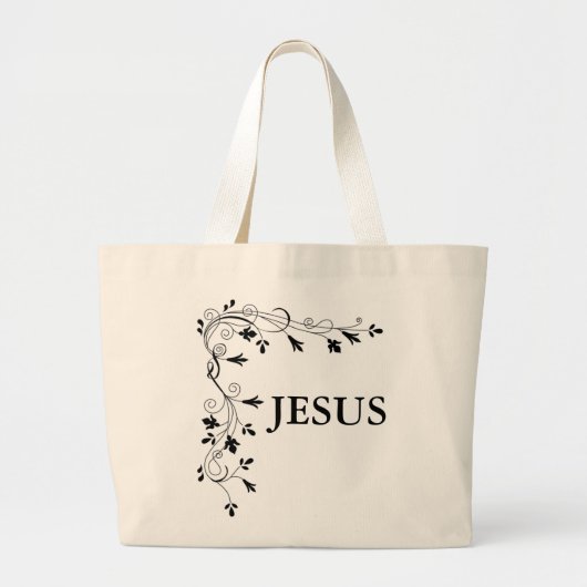 GRENS JESUS FLORAL CORNER GROTE TOTE BAG (Voorkant)