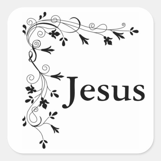 GRENS JESUS FLORAL CORNER VIERKANTE STICKER (Voorkant)