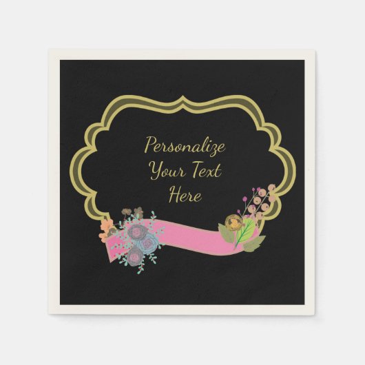 Grens Lijst Bericht Roze lint Personaliseren Parti Servet (Voorkant)