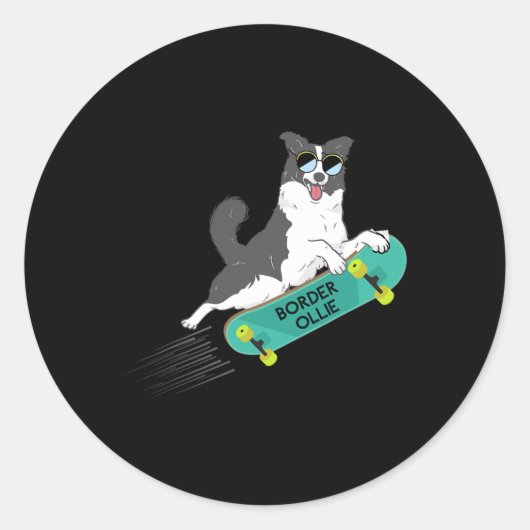 Grens Ollie Grappige Pun Grappen Hond Skateboarden Ronde Sticker (Voorkant)