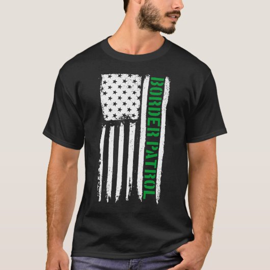 Grens Patrol American Flag Thin Green Line T-shirt (Voorkant)