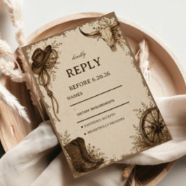 Grens Prairie Elegant Rustiek RSVP Kaartje