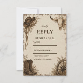 Grens Prairie Elegant Rustiek RSVP Kaartje