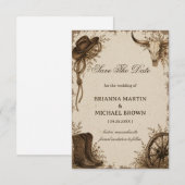 Grens Prairie Rustieke Western Save The Date (Voorkant / Achterkant)
