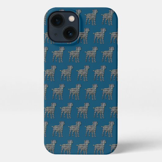 Grens Terriër Hond Leuk Silhouet Raster Blauw iPhone Hoesje (Achterkant)