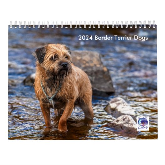 Grens Terrier Hond, Medium, Witte Kalender (Achterkant)