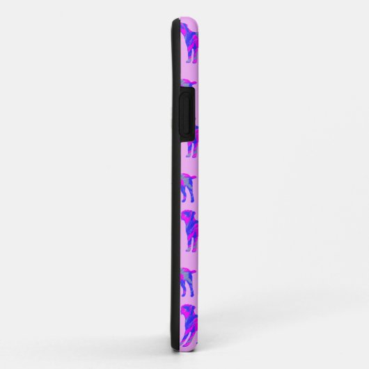 Grens Terriër Hond Roze & Blauw Silhouet Monogram Case-Mate iPhone Case (Achterkant/rechts)