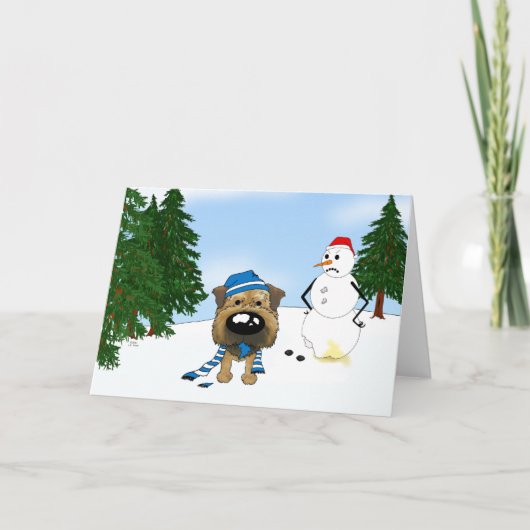 Grens Terrier Winter Scène Feestdagen Kaart (Voorkant)